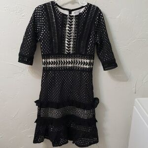 Chic Black and White Lace Dress